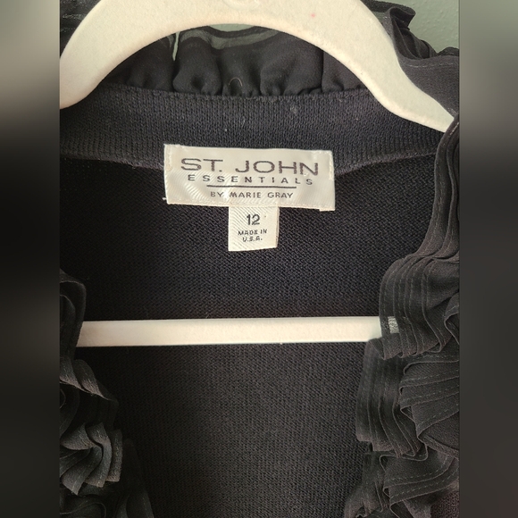 St. John Essentials Ruffle Tie Front Cardigan, Size 12 - Picture 2 of 5